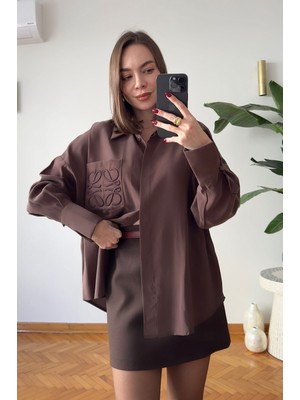 My Lunessa Loe Premium Modal Nakışlı Oversize Gömlek