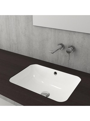 Bocchı Scala 55 cm Parlak Beyaz Tezgah Altı Lavabo Su Taşma Deliği ile Modern Tasarım 1006-001-0125