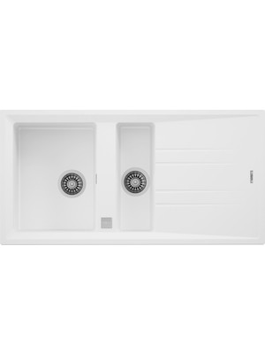 Teka Stone Beyaz Granit Evye 60 B-Tg 1½b 1d Tezgah Tipi İki Bölmeli Damlalıklı Tasarım