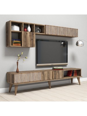 Variant Mobilya Milan Tv Ünitesi Toz Ceviz Suntalam Malzeme 180 cm Genişlik 35 cm Derinlik