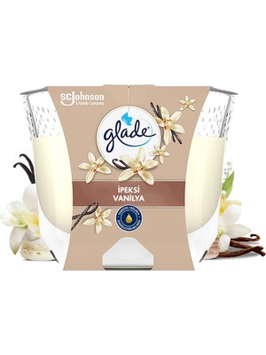 Glade Büyük Mum Vanilya Kokulu Mum, Tek Fitilli, 204 G, Esansiyel Yağ Içeren Koku, Pamuk Fitil