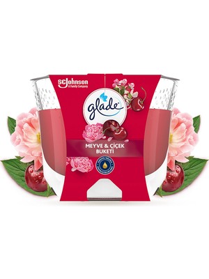 Glade Büyük Mum Meyve Çiçek Buketi Kokulu Mum, Tek Fitilli, 204 G, Esansiyel Yağ Içeren Koku, Pamuk Fitil