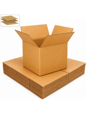 PackMai 20x20x20 cm 10 Adet Kraft Karton Koli Kutu Tek Oluklu 4 mm E-Ticaret Kargo Kutusu
