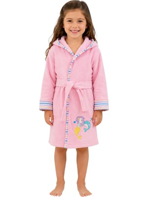 Organickid Towel Kız Çocuk Pembe Kuşaklı Bornoz