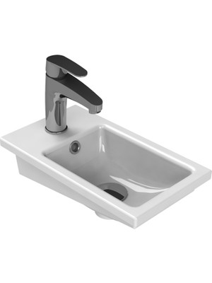 Turkuaz Seramik Cerastyle Mini L Lavabo 24 x 42 cm Modern Tasarım ve Kolay Temizlik Özellikleriyle