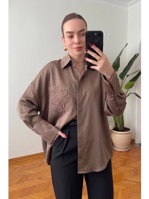 My Lunessa Loe Premium Modal Nakışlı Oversize Gömlek