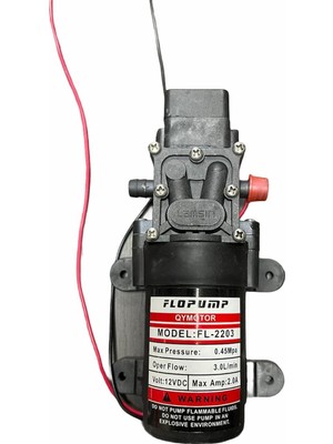 Flopump 12 Volt Akülü Su Aktarma ve İlaçlama Motoru Pompası 3.1 LT/Dakika Basınç ile Güçlü Performans