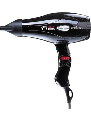 Ventoso V5 SILEX5000 Profesyonel Fön ve Sac Kurutma Makinesi, 2500 Watt, Siyah