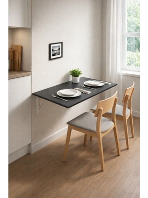 Duvara Monte Katlanır Mdf Masa 60 x 45 cm Demir Ayaklı Katlanır Sehpa TLPM02M