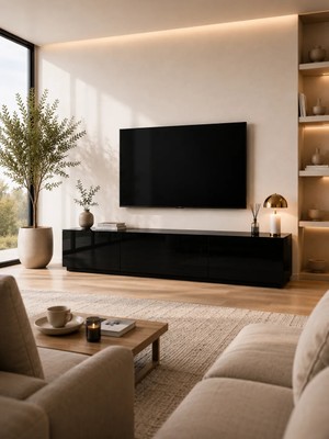 Sonorous  Studio Serisi Sta 200 Cam Kaplama Televizyon Sehpası 200 Cm Tv Sehpası Tekerlekli