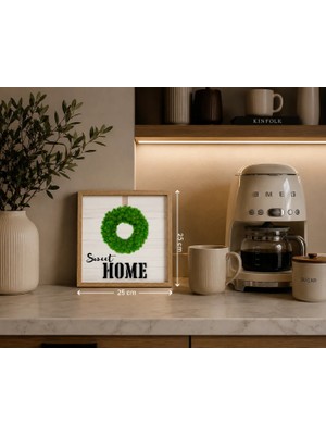 Rosfloa Sweet Home Iskandinav Tarz Gerçek Ahşap Çerçeveli Dresuar Mutfak Kahve Köşesi Dekor Tablo (25*25 Cm)