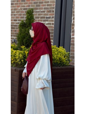 Qalortex Scarf Premium Jakarlı Sare Büyük Boy Eşarp-Bordo
