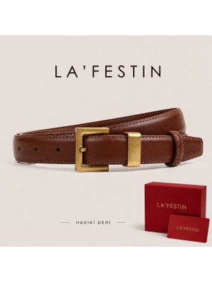 Lafestin Hakiki Deri Gold Toka Kadın Kemeri Pantolon Kemeri, Gömlek Kemeri