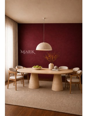 Miarik Design Tek Huni  Ayaklı Traverten Mermer Yemek Masası