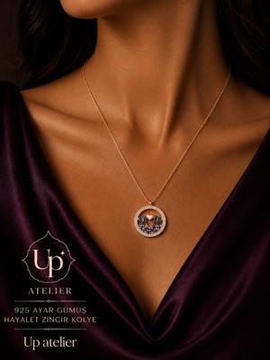 Up Atelier 925 Ayar Gümüş Renkli Zirkon Taşlı Gold Kalpli Model