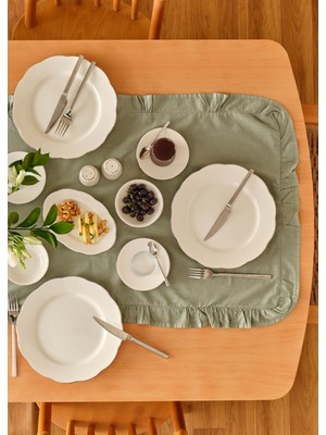 Bella Maison Clover 26 Parça 6 Kişilik Desenli Porselen Kahvaltı Takımı Gümüş