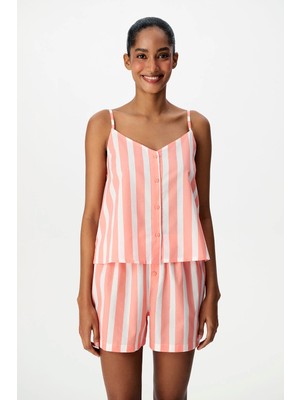Penti Pembe Rahat Club Çizgili Atlet Pijama Üstü