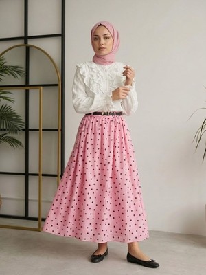 Foremia Kemer Detay Puantiye Etek-Pembe -