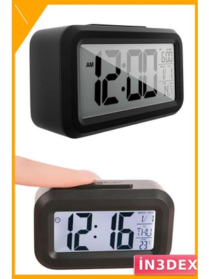 İn3dex Dijital Alarmlı Masa Saati LED Ekranlı Çalar Saat