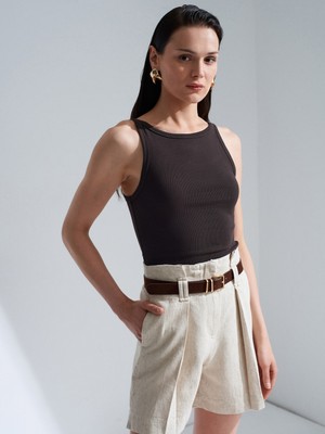 Dilvin 32774 Halter Yaka Top-Koyu Kahve