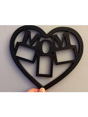 3D Baskı Zamanı Kişiye Özel Kalp Tasarımlı Mom Fotoğraf Çerçevesi - 3D Baskı Duvar Dekoru
