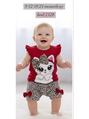 Beruflic Sevımlı Balık Mıno 9/24 Ay Leopar Kedi Baskılı Bebek Takımı