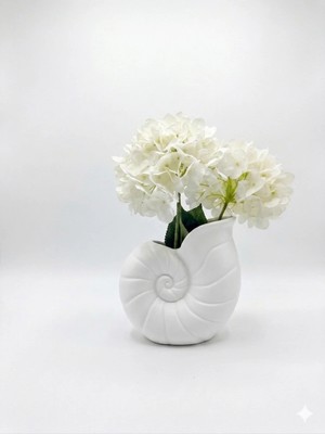 3Dikili Design 3D Tasarım Deniz Kabuğu Vazo - Dekoratif Modern Saksı ve Estetik Obje 17 cm