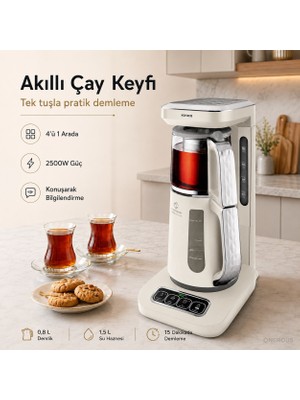 Karaca Konuşan Cam Elektrikli Çay Makinesi Çaydanlık Filtre Kahve Demleyici Mama Suyu Otomatik Demleme 2500W Güç Destekli