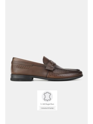 Tunaelli Erkek Kahverengi Hakiki Doğal Deri 39-45 Numara Loafer Ayakkabı