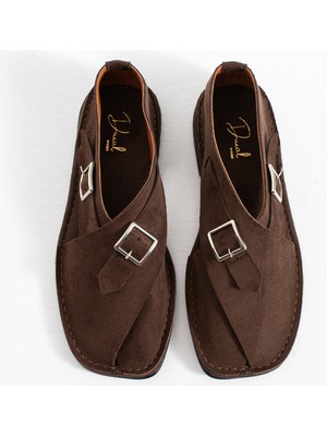 Duxal Shoes Cooper Içi Hakiki Deri Süet Kadın Sandalet Tokalı Günlük Rahat Ayakkabı - Babet
