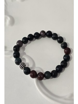 c-bhadu naturel 8 mm Zirkon Taşlı Kan Taşı Doğaltaş Bileklik