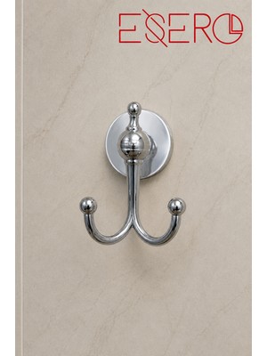 Esero 473 Paslanmaz Çelik Çiftli Askılık Duvar Tipi Banyo Askısı Havlu Bornoz Askılığı Krom Askı