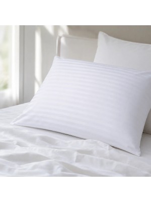 Orbit Beyaz Pamuk Saten Çizgili Yastık Kılıfı 50X70 cm 83 Tel 1 cm Şeritli Otel Tipi Yumuşak Nefes Alan Pamuklu Saten Yastık Kılıfı 2'li Set