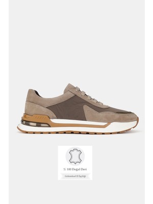 Tunaelli Erkek Vizon Nubuk Hakiki Doğal Deri Sneaker Bağcıklı Ayakkabı