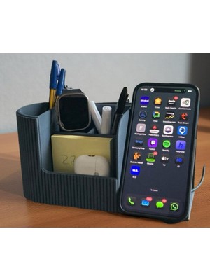 3D Baskı Zamanı Çok Fonksiyonlu Masaüstü Düzenleyici - 3D Tasarım Kalemlik, Akıllı Saat ve Telefon Standı