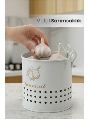 Orvila Metal Lüx Asılabilir Sarımsaklık Kova Sarımsak Saklama Kabı