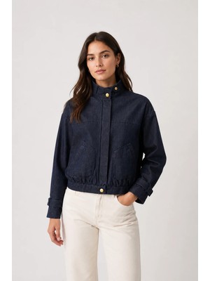 Maldia Shop Premium Crop Denim Mavi Ceket