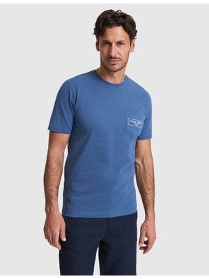 Pierre Cardin Erkek Indigo Regular Fit %100 Pamuk Bisiklet Yaka Tişört 50327866-VR028