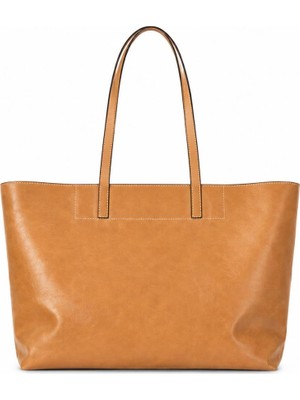 Hooq Design Deri El Yapımı Karamel Tote Omuz Çantası