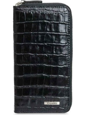 Hsc Bilişim Guard Siyah Croco Fermuarlı Portföy Hakiki Deri Cüzdan