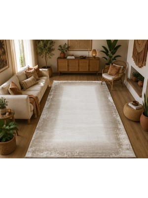 Hoom Rugs Sembol 2907 Bej Akrilik Dayanıklı Makine Halısı