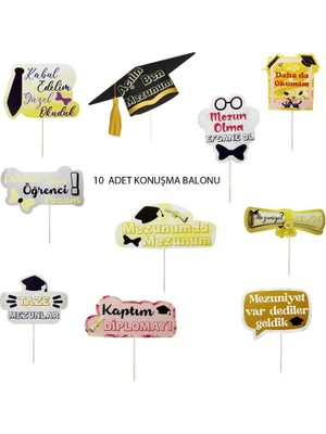 Pandoli Grad Mezuniyet Karton El Tutacaklı Pankart Konuşma Balonları 10 Adet