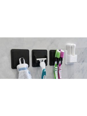 3D Baskı Zamanı 4 Lü Set Banyo Düzenleyici Organizer - Diş Fırçalık, Jilet Askısı, Havlu Kancası ve Kulak Çubuğu Standı