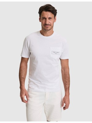 Pierre Cardin Erkek Beyaz Regular Fit %100 Pamuk Bisiklet Yaka Tişört 50327866-VR013