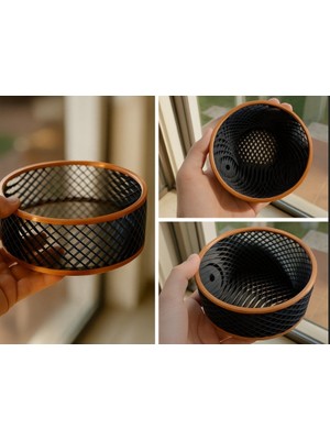 3D Baskı Zamanı Geometrik Kafes Tasarım 3D Yazıcı Üretimi Dekoratif Masaüstü Düzenleyici ve Çok Amaçlı Saklama Kabı