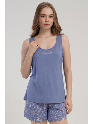 Kezokino Kadın Kalın Askılı Şortlu Mor Pijama Takımı C5T7N1215