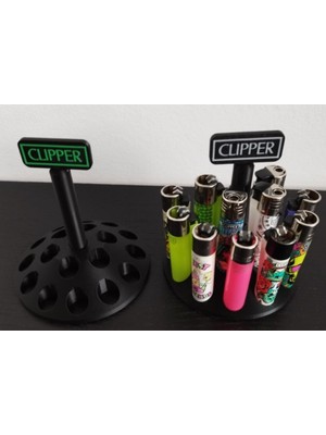 3D Baskı Zamanı Clipper Çakmak Koleksiyon Standı - 12 Li Döner Tablalı Organizer - 3D Yazıcı Tasarımı Masaüstü Çakmaklık Sergileme Ünitesi