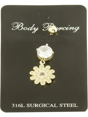 My Best Store Papatya Zirkon Taşlı Göbek Piercing 1 Adet