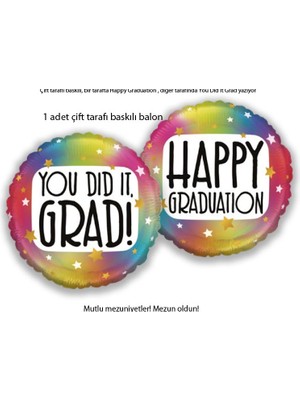 Pandoli Happy Graduatıon You Dıd It Grad Mezuniyet Balonu Çift Taraflı 45 cm 1 Adet