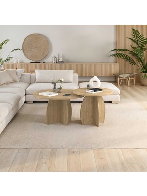 Adore Mobilya Bohem 2 Li Orta Sehpa Florida Meşe 100X50X100 cm